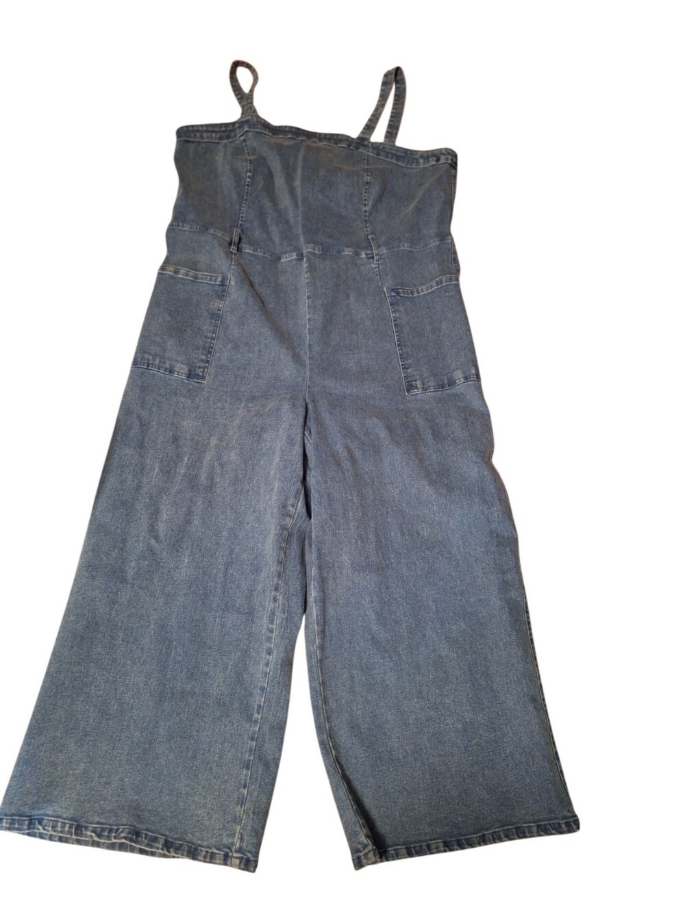 Ashley Stewart Denim Wide-Leg Jumpsuit Romper Ladies 22/24 Slightly Cropped